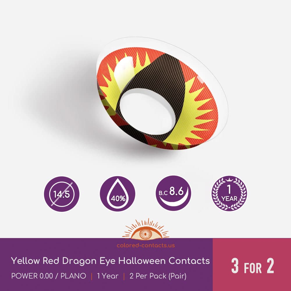 Yellow Red Dragon Eye Halloween Contacts - thumbnail 3