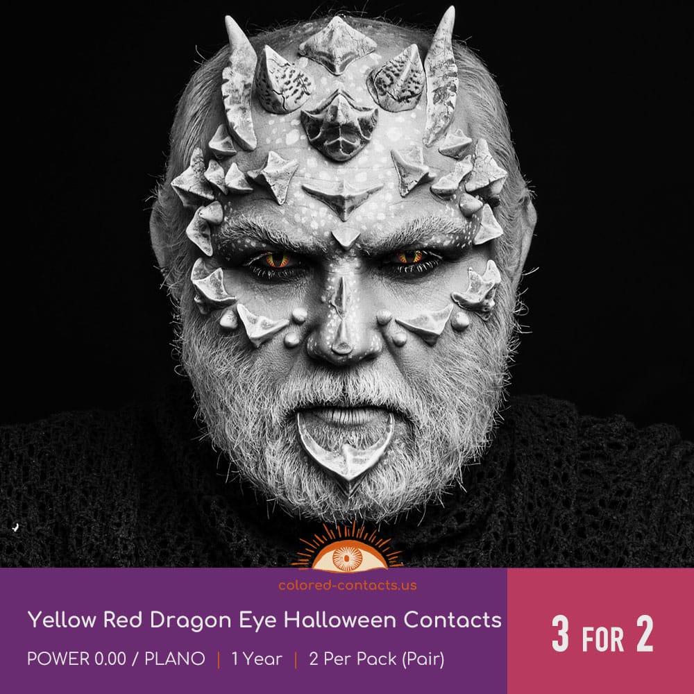 Yellow Red Dragon Eye Halloween Contacts - thumbnail 2