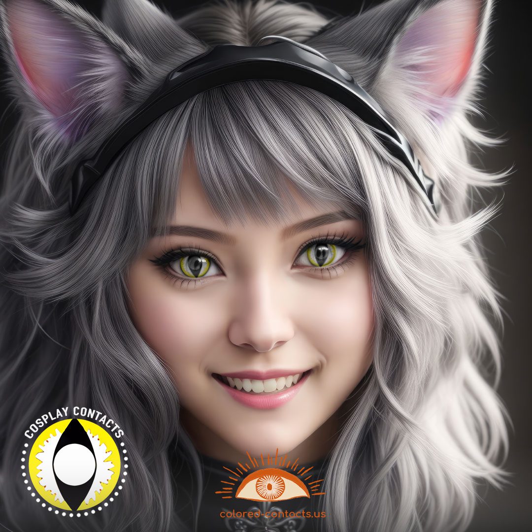Yellow White Cat Eye Contacts - image 1