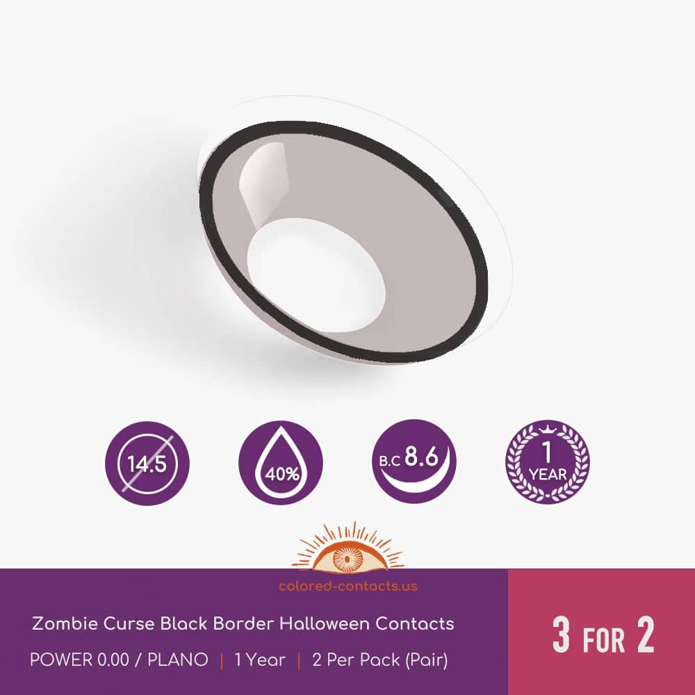 Zombie Curse Black Border Halloween Contacts - thumbnail 3