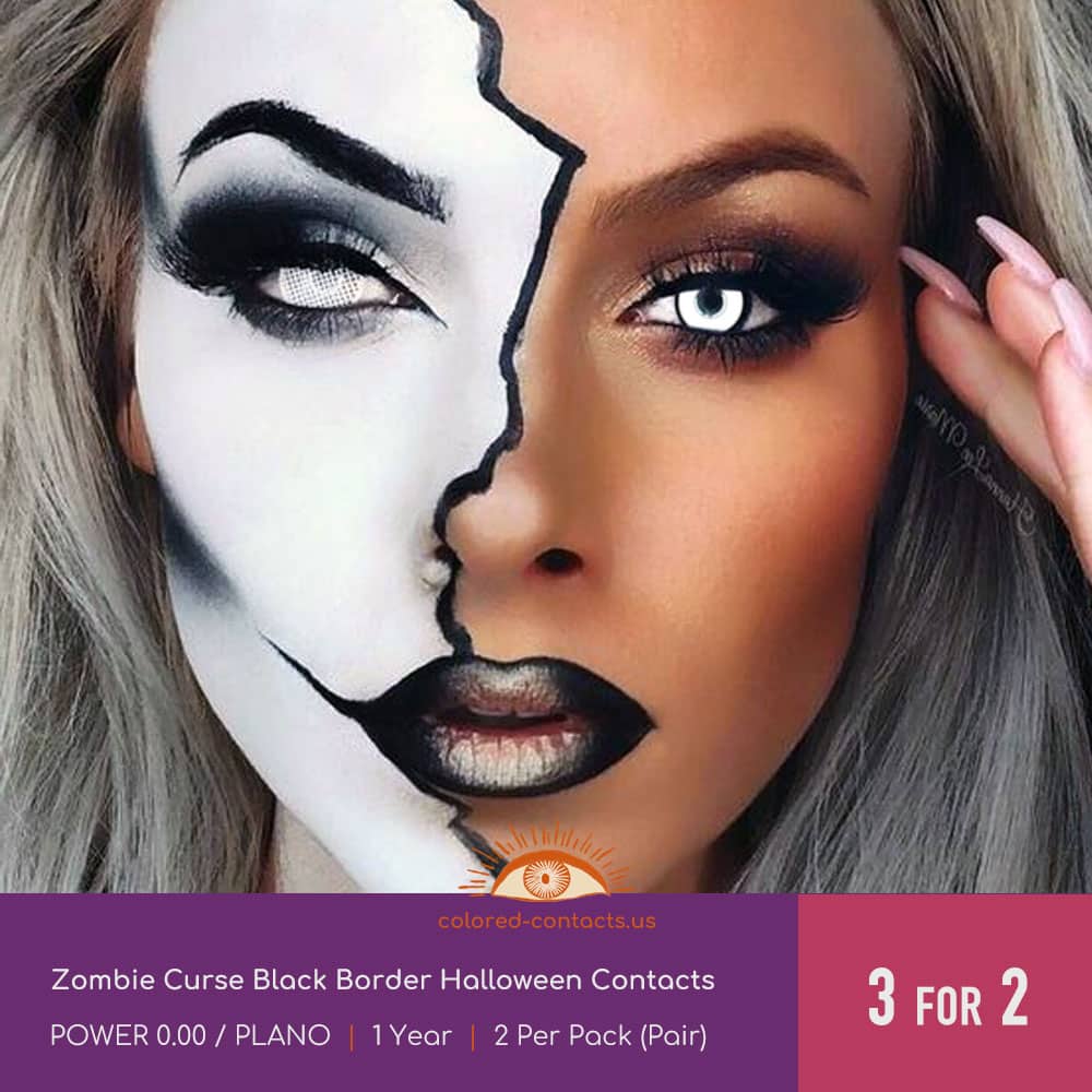 Zombie Curse Black Border Halloween Contacts - thumbnail 2
