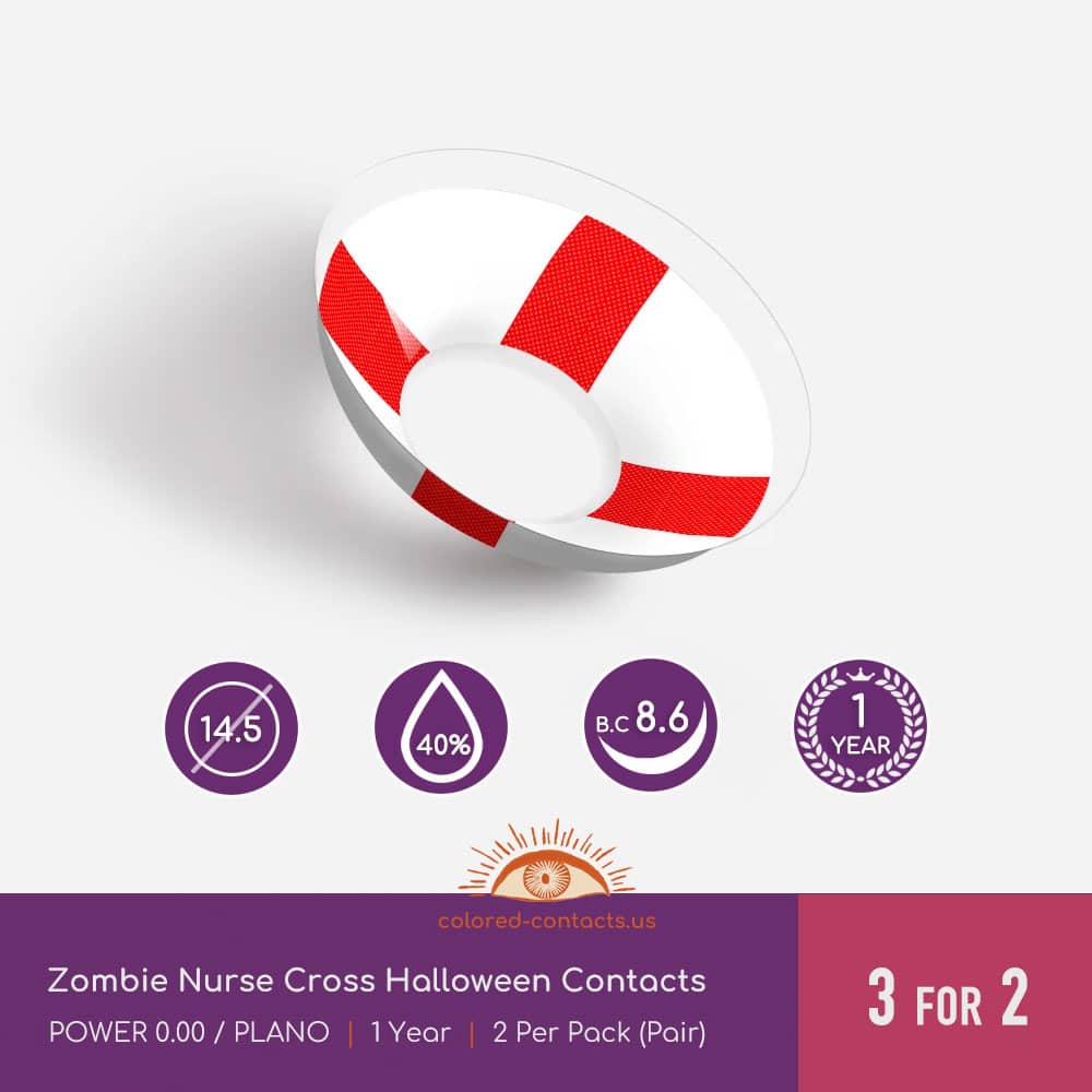 Zombie Nurse Cross Halloween Contacts - thumbnail 3