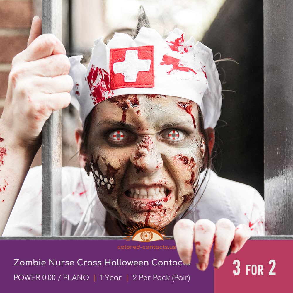 Zombie Nurse Cross Halloween Contacts - thumbnail 2
