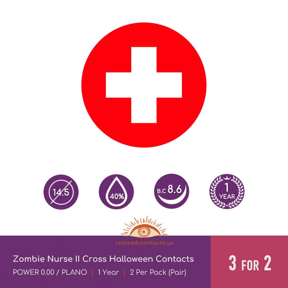 Zombie Nurse II Cross Halloween Contacts - thumbnail 3