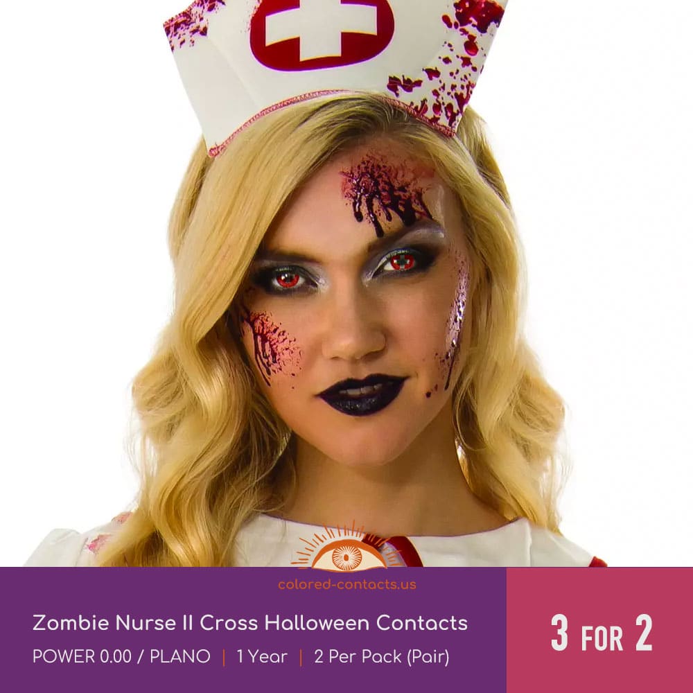 Zombie Nurse II Cross Halloween Contacts - thumbnail 2