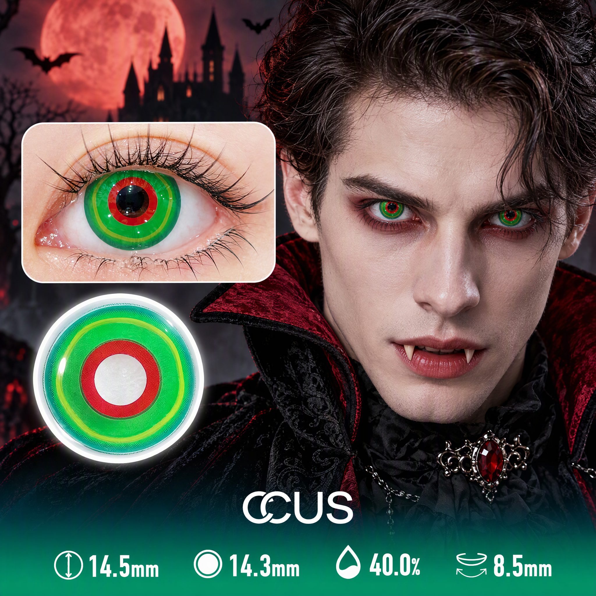 Concentric Bullseye Comic Target Green Contact Lenses - image 1