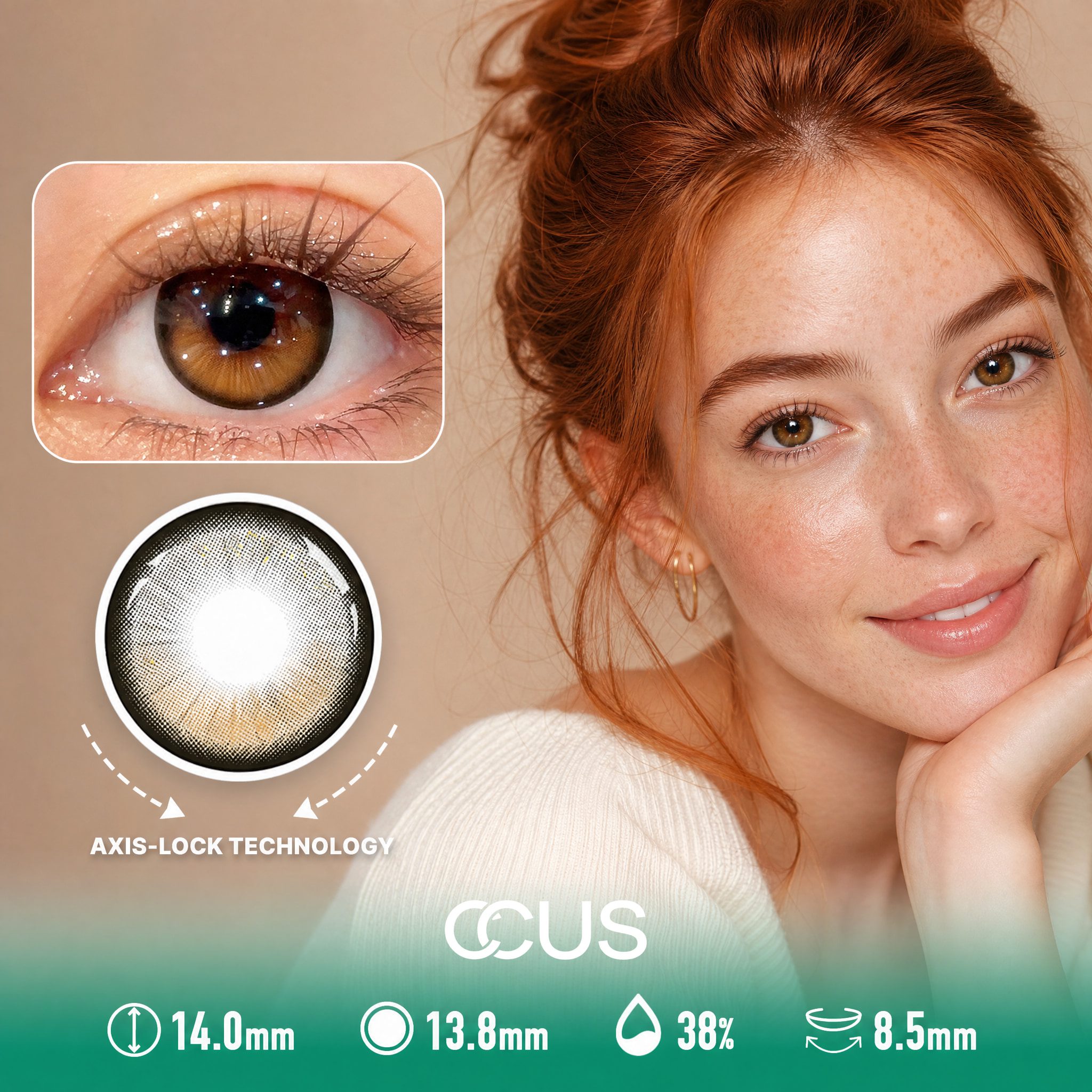 Golden Halo Amber Brown Contact Lenses - image 1