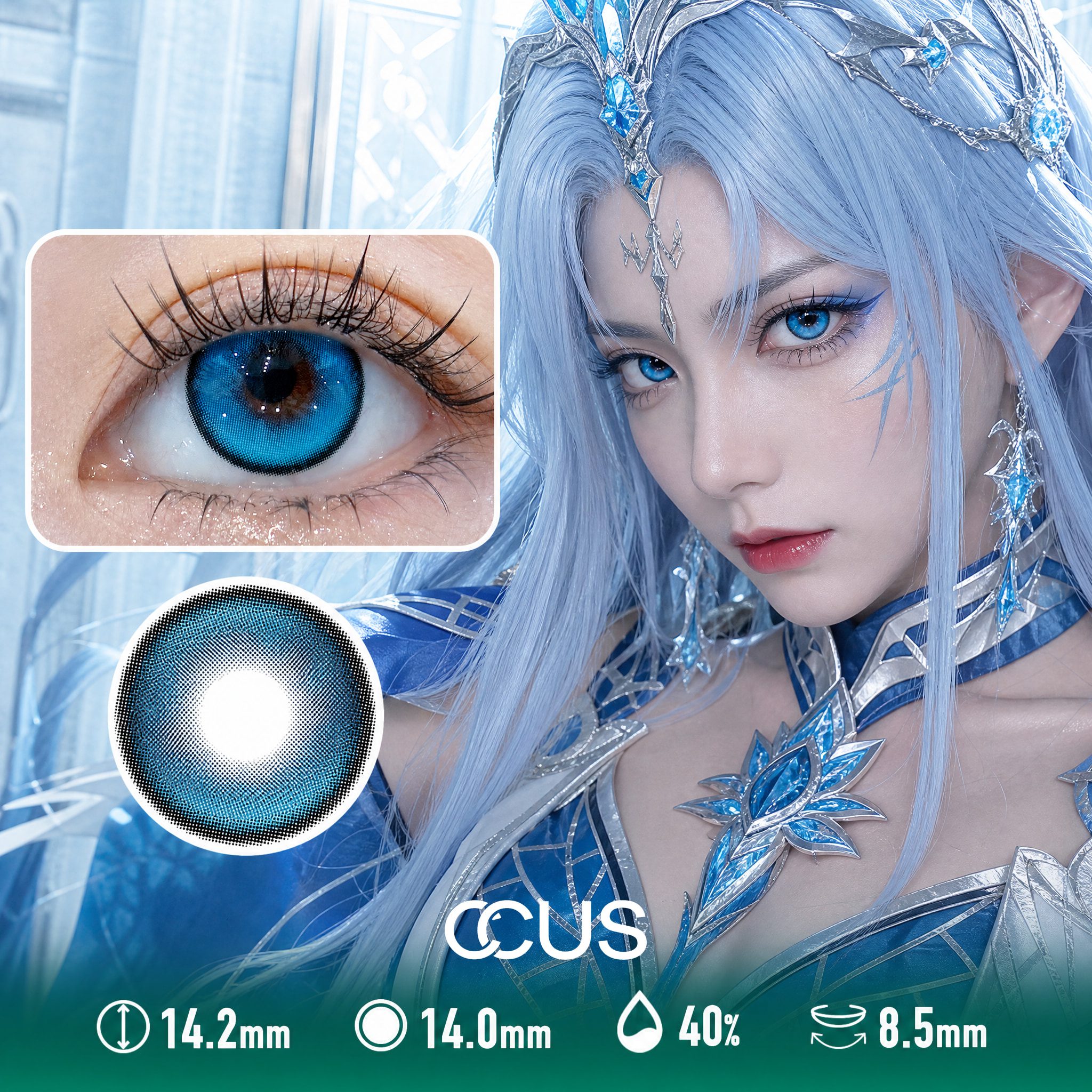 Halftone Dot Mesh Matrix Blue Contact Lenses - image 1