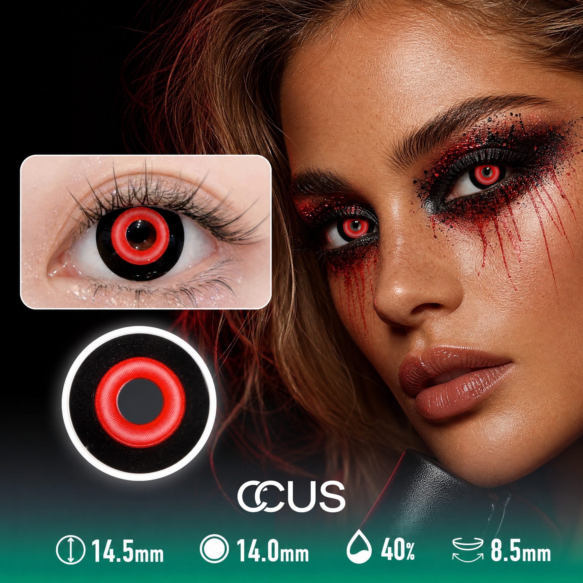 Sclera Ring Demon Black Halloween Contact Lenses - image 1