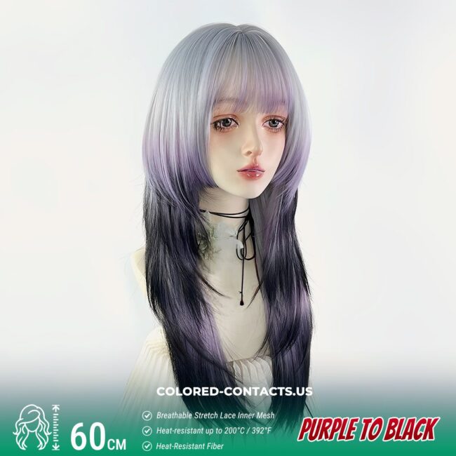 60cm Siamese Cat Gradient Cosplay Wig