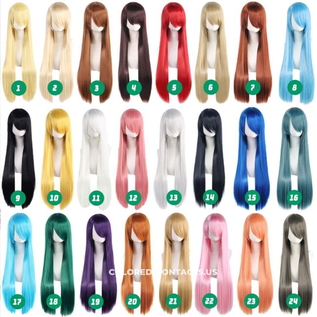 60cm Universal Straight Cosplay Wig Collection – 24 Colors