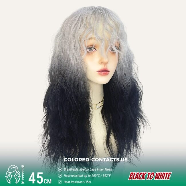 Gothic Elf Cosplay Wig – Black to White Gradient