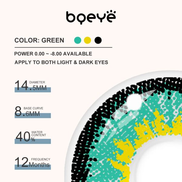 Colored Contacts - Bqeye Elf Green Colored Contact Lenses