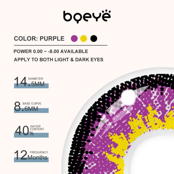 Bqeye Colored Contact Lenses - Bqeye Elf Purple Colored Contact Lenses