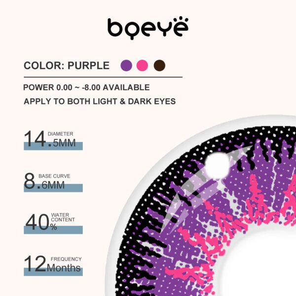 Colored Contacts - Bqeye Mystery Purple Colored Contact Lenses