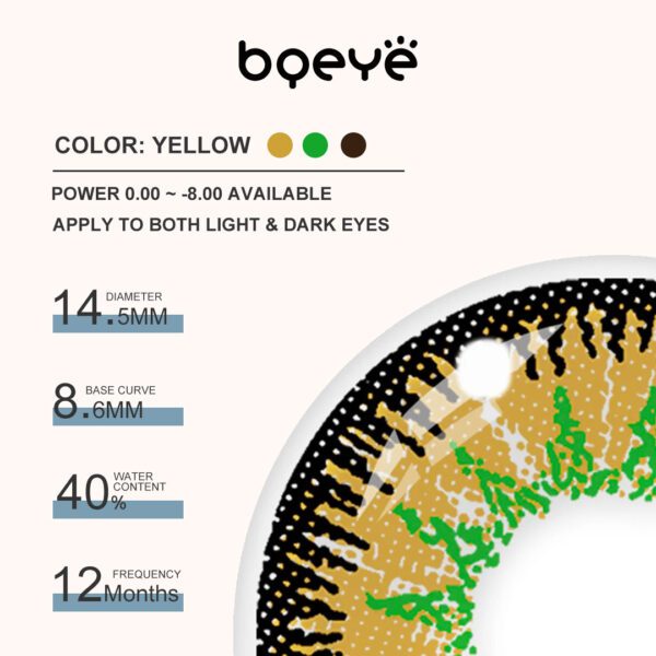 Bqeye Colored Contact Lenses - Bqeye Mystery Yellow Colored Contact Lenses