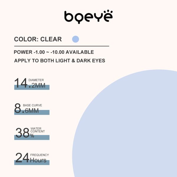 Bqeye Colored Contact Lenses - 1 Day Crystal Series Clear Contacts - 10Pcs