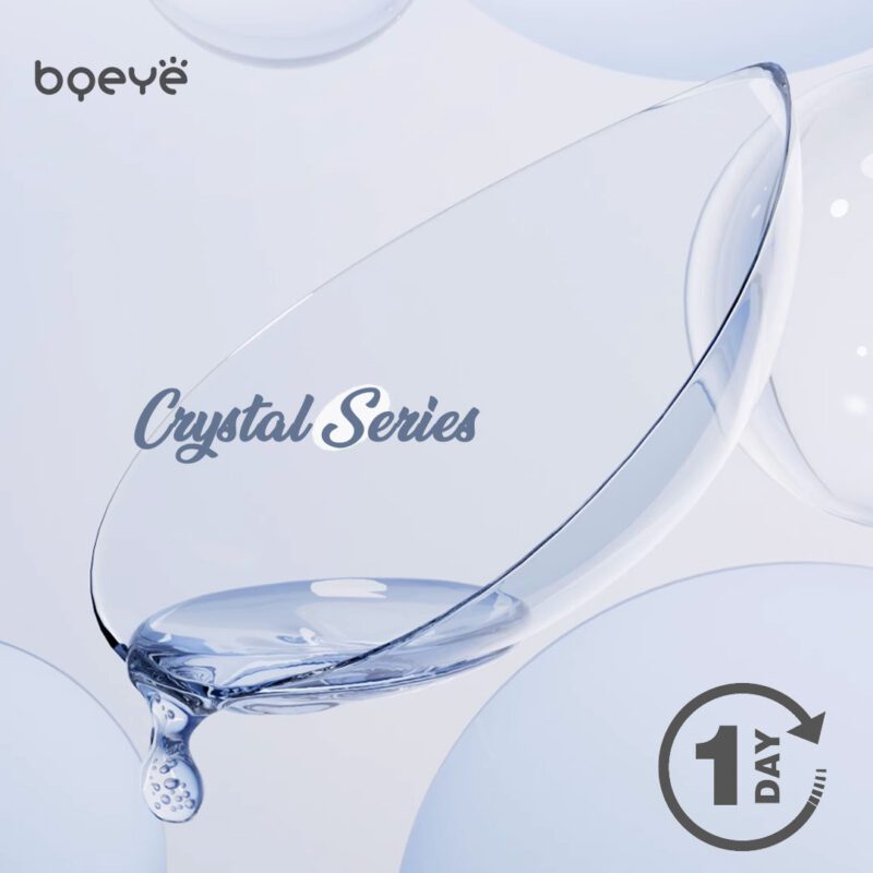 Bqeye Colored Contact Lenses - 1 Day Crystal Series Clear Contacts - 10Pcs