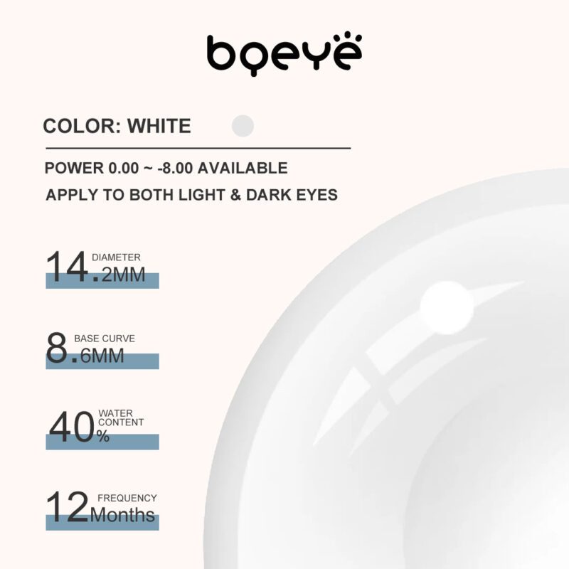 Bqeye Colored Contact Lenses - Circle Block White Contact Lenses