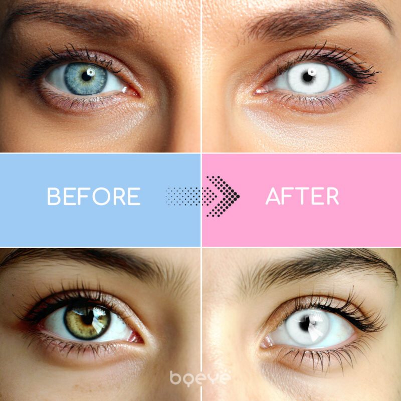 Bqeye Colored Contact Lenses - Circle Block White Contact Lenses