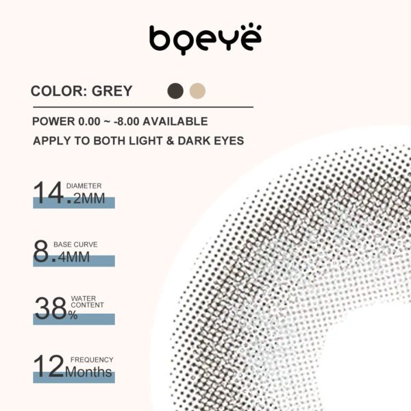 Bqeye Colored Contact Lenses - Lucent Grey Colored Contacts